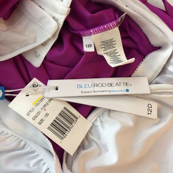 Bleu Rod Beattie Tankini Top Lets Get Twisted Underwire Purple 12D - Picture 5 of 6